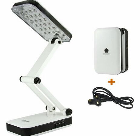 BXT-LED [Official Shop] BXT Portable Desk Lamp 2 Watts 24 LEDs Daylight Night Reading Lamp,Computer Lamp,2 Gears ON/OFF Bright / Weak Light Adjutable(LED-666 Desk Lamp, White)